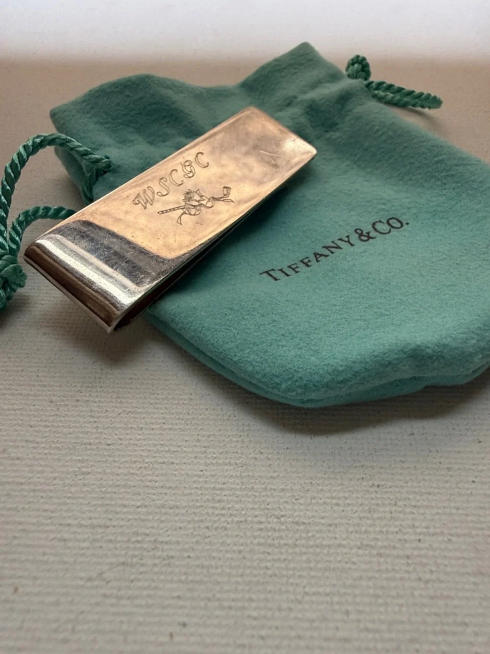 Tiffany & Co. Sterling Silver 925 Money Clip w/Pouch engraved WSCGC